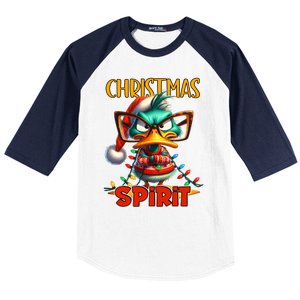 Funny Sarcastic Grumpy Duck Christmas Spirit Baseball Sleeve Shirt