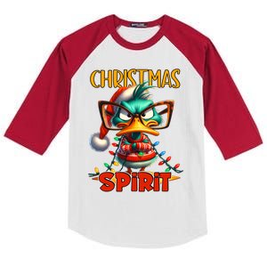 Funny Sarcastic Grumpy Duck Christmas Spirit Kids Colorblock Raglan Jersey