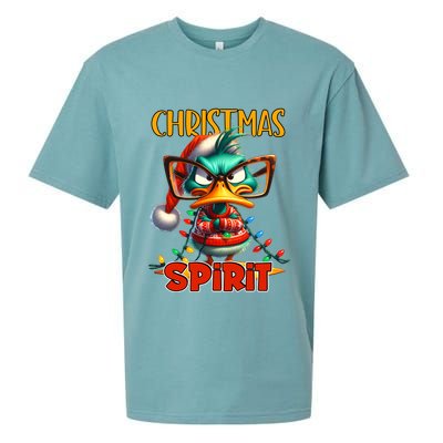 Funny Sarcastic Grumpy Duck Christmas Spirit Sueded Cloud Jersey T-Shirt