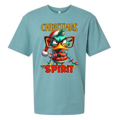 Funny Sarcastic Grumpy Duck Christmas Spirit Sueded Cloud Jersey T-Shirt