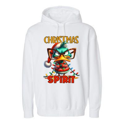 Funny Sarcastic Grumpy Duck Christmas Spirit Garment-Dyed Fleece Hoodie