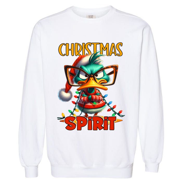 Funny Sarcastic Grumpy Duck Christmas Spirit Garment-Dyed Sweatshirt