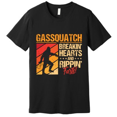 Funny Sasquatch Gasquatch Breakin Hearts Rippin Fart Bigfoot Premium T-Shirt