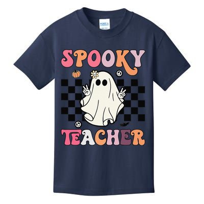 Funny Spooky Ghost Retro Spooky Teacher Halloween Costume Kids T-Shirt