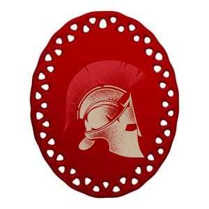 Funny Spartan Greek Helmet Gift Cute Gladiator Gift Ceramic Oval Ornament