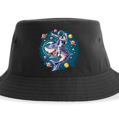 Funny Space Galaxy Astronaut Shark Sustainable Bucket Hat