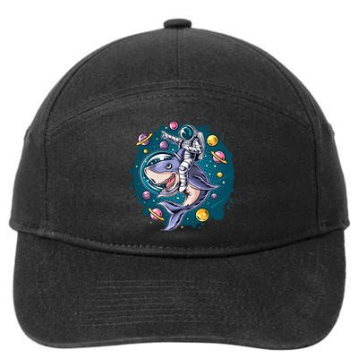 Funny Space Galaxy Astronaut Shark 7-Panel Snapback Hat