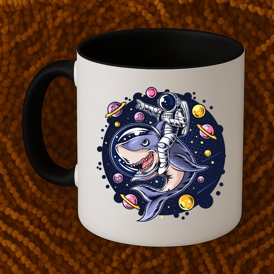 Funny Space Galaxy Astronaut Shark Mug