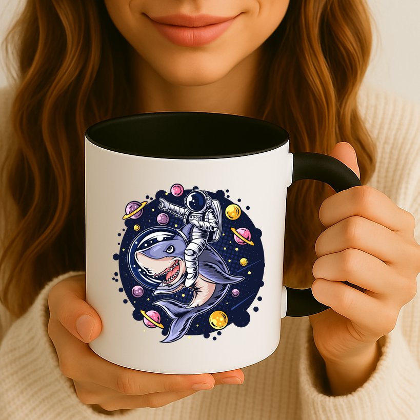 Funny Space Galaxy Astronaut Shark Mug