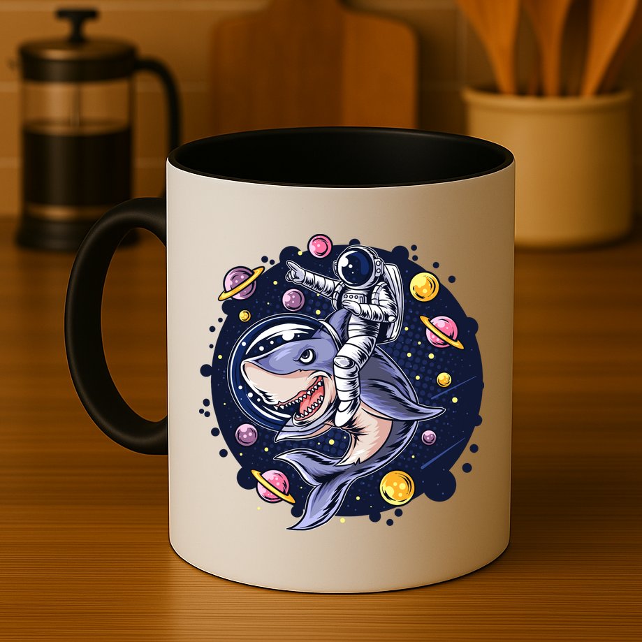 Funny Space Galaxy Astronaut Shark Mug
