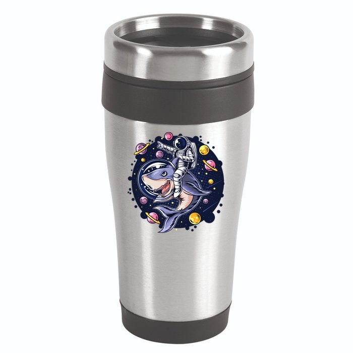 Funny Space Galaxy Astronaut Shark 16oz Travel Tumbler