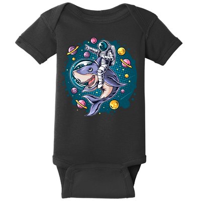 Funny Space Galaxy Astronaut Shark Baby Bodysuit
