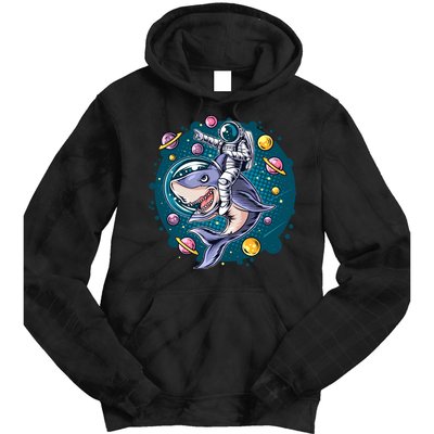 Funny Space Galaxy Astronaut Shark Tie Dye Hoodie