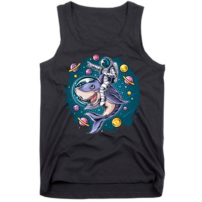 Funny Space Galaxy Astronaut Shark Tank Top
