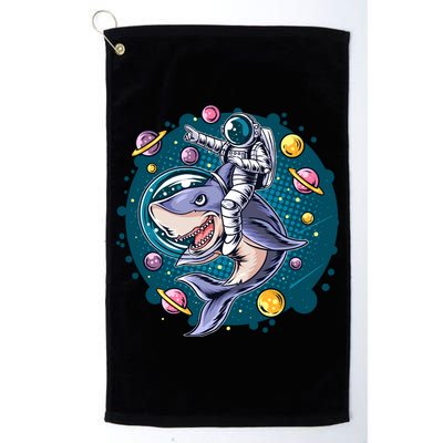 Funny Space Galaxy Astronaut Shark Golf Towel