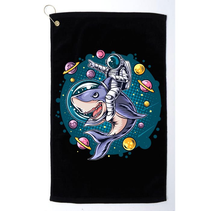 Funny Space Galaxy Astronaut Shark Golf Towel