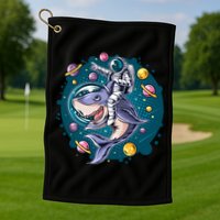 Funny Space Galaxy Astronaut Shark Golf Towel