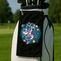 Funny Space Galaxy Astronaut Shark Golf Towel