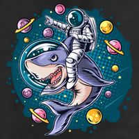 Funny Space Galaxy Astronaut Shark Golf Towel