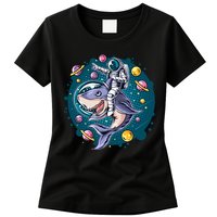 Funny Space Galaxy Astronaut Shark Womens T-Shirt