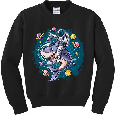 Funny Space Galaxy Astronaut Shark Kids Sweatshirt
