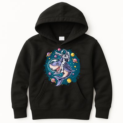 Funny Space Galaxy Astronaut Shark Kids Hoodie