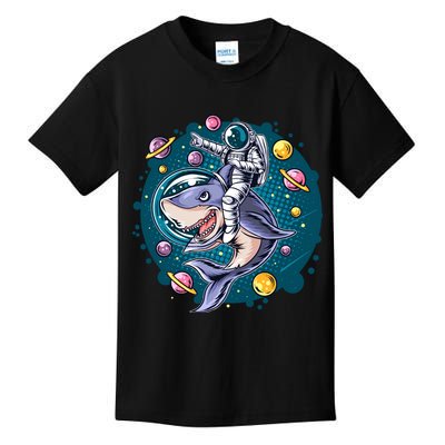 Funny Space Galaxy Astronaut Shark Kids T-Shirt