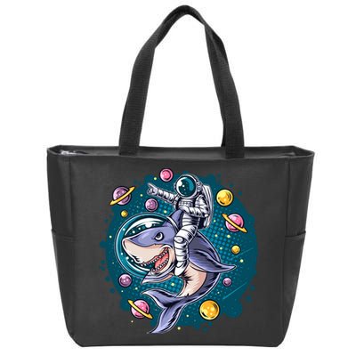 Funny Space Galaxy Astronaut Shark Zip Tote Bag