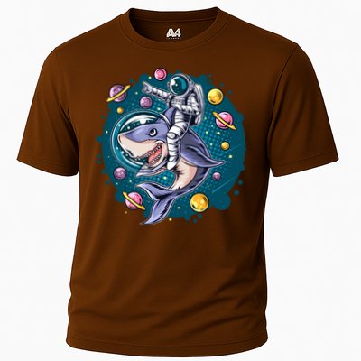 Funny Space Galaxy Astronaut Shark Performance Shirt