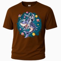 Funny Space Galaxy Astronaut Shark Performance Shirt