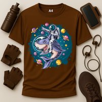 Funny Space Galaxy Astronaut Shark Performance Shirt