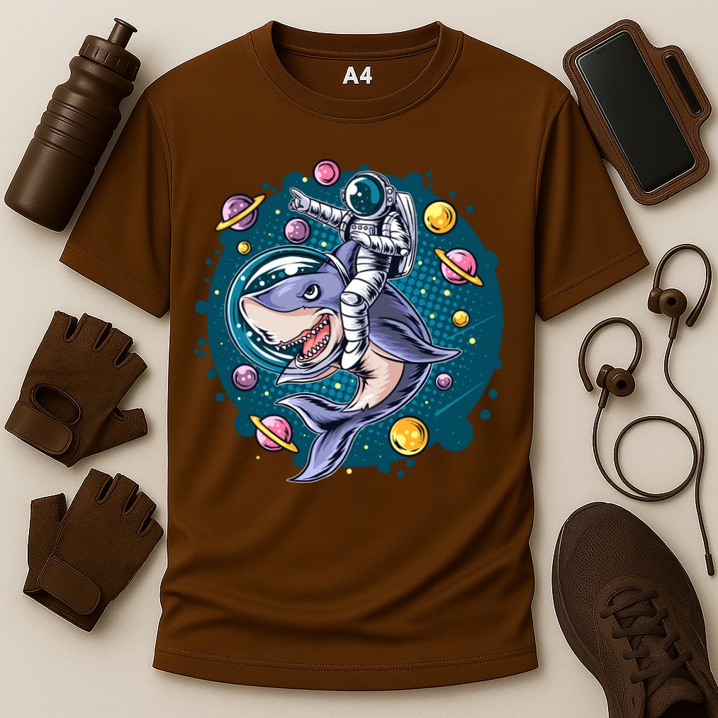 Funny Space Galaxy Astronaut Shark Performance Shirt