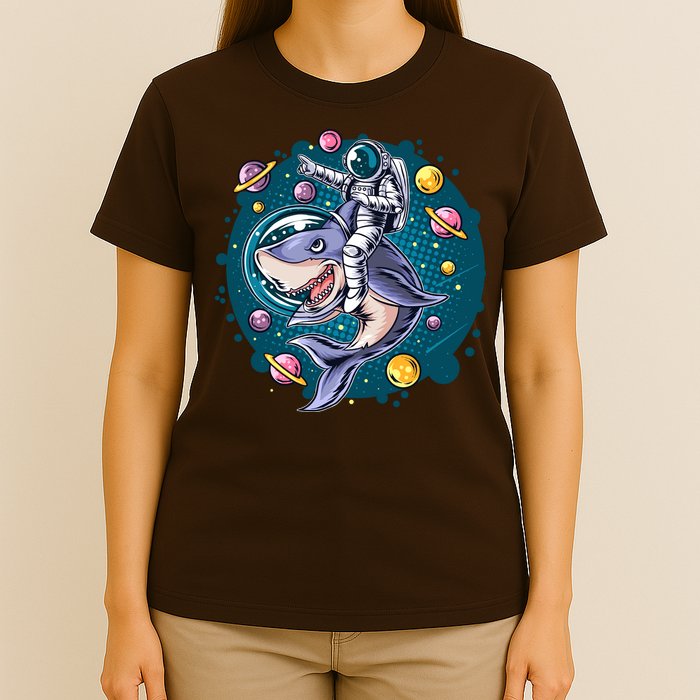Funny Space Galaxy Astronaut Shark T-Shirt