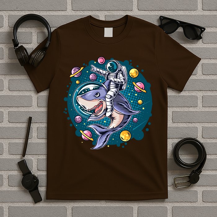 Funny Space Galaxy Astronaut Shark T-Shirt
