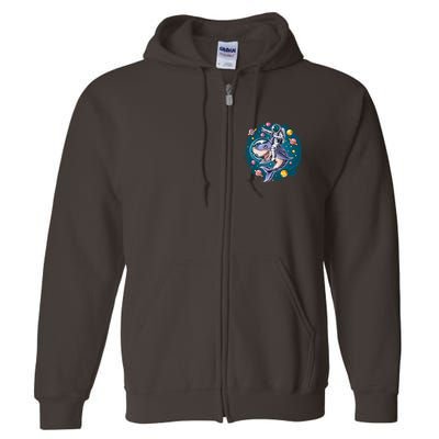 Funny Space Galaxy Astronaut Shark Full Zip Hoodie