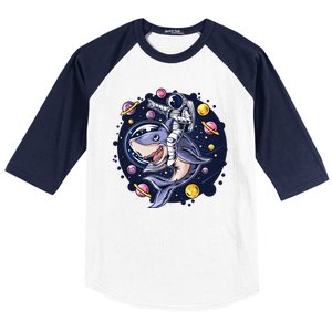 Funny Space Galaxy Astronaut Shark Baseball Sleeve Shirt