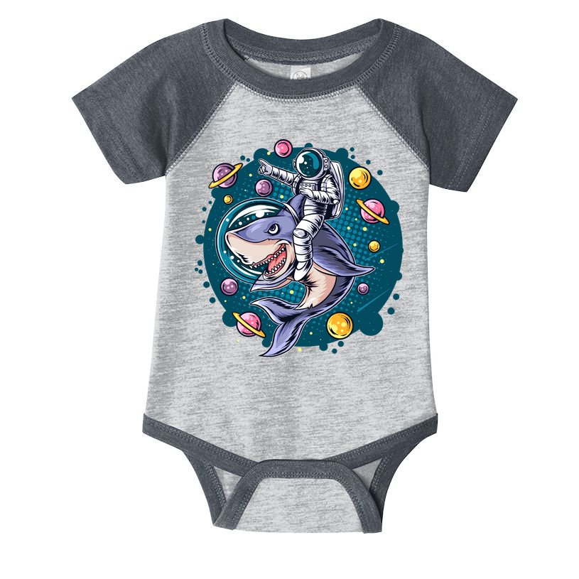 Funny Space Galaxy Astronaut Shark Infant Baby Jersey Bodysuit