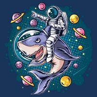 Funny Space Galaxy Astronaut Shark Infant Baby Jersey Bodysuit
