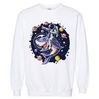 Funny Space Galaxy Astronaut Shark Garment-Dyed Sweatshirt