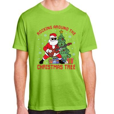 Funny Santa Guitar Players Rocking Around The Christmas Tree Meaningful Gift Adult ChromaSoft Performance T-Shirt