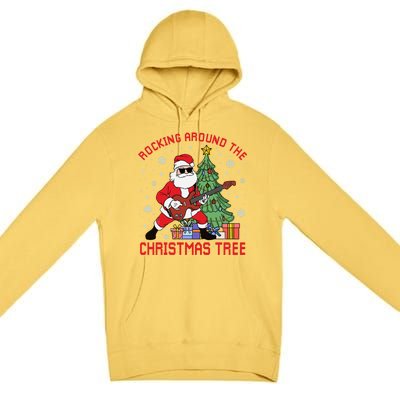 Funny Santa Guitar Players Rocking Around The Christmas Tree Meaningful Gift Premium Pullover Hoodie