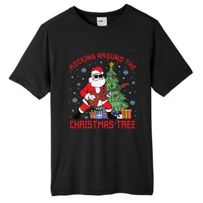 Funny Santa Guitar Players Rocking Around The Christmas Tree Meaningful Gift Tall Fusion ChromaSoft Performance T-Shirt