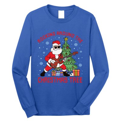 Funny Santa Guitar Players Rocking Around The Christmas Tree Meaningful Gift Long Sleeve Shirt