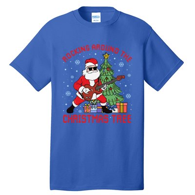 Funny Santa Guitar Players Rocking Around The Christmas Tree Meaningful Gift Tall T-Shirt