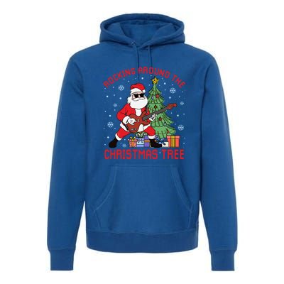 Funny Santa Guitar Players Rocking Around The Christmas Tree Meaningful Gift Premium Hoodie