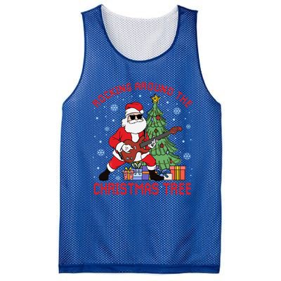 Funny Santa Guitar Players Rocking Around The Christmas Tree Meaningful Gift Mesh Reversible Basketball Jersey Tank