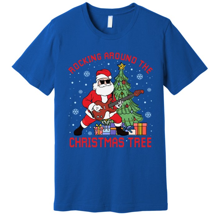 Funny Santa Guitar Players Rocking Around The Christmas Tree Meaningful Gift Premium T-Shirt