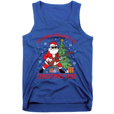 Funny Santa Guitar Players Rocking Around The Christmas Tree Meaningful Gift Tank Top