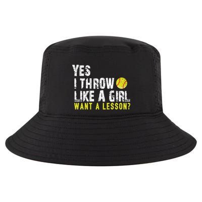 Funny Softball Gift Throw Like A Cool Gift Cool Comfort Performance Bucket Hat