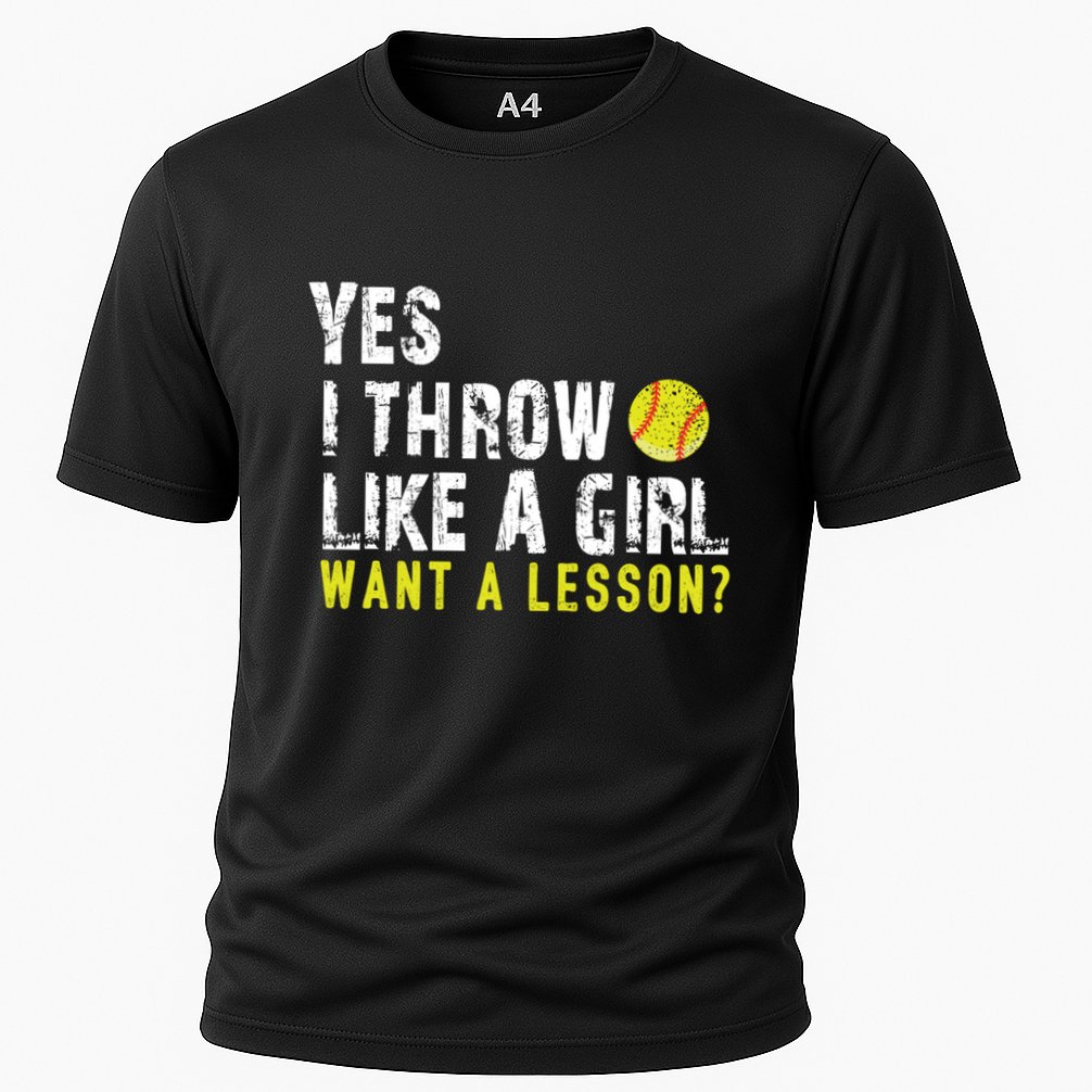 Funny Softball Gift Throw Like A Cool Gift Cooling Performance Crew T-Shirt